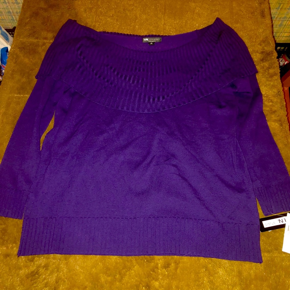 I.N. Studio Cowl Neck Sweater Purple Sz 1X NWT